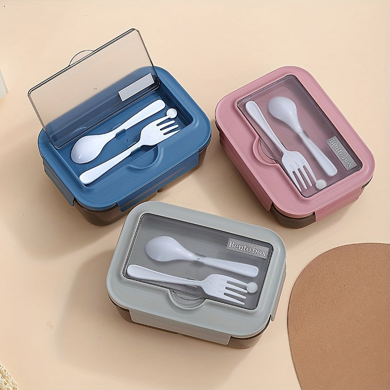 Microwave Safe Bento Lunch Box with Cutlery Leak-Proof Square Food Container for Office and School