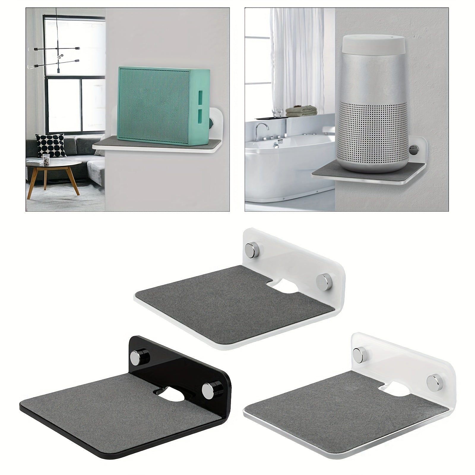 Floating Wall Shelf with Anti-Slip Pad for Wireless Speakers and Decor