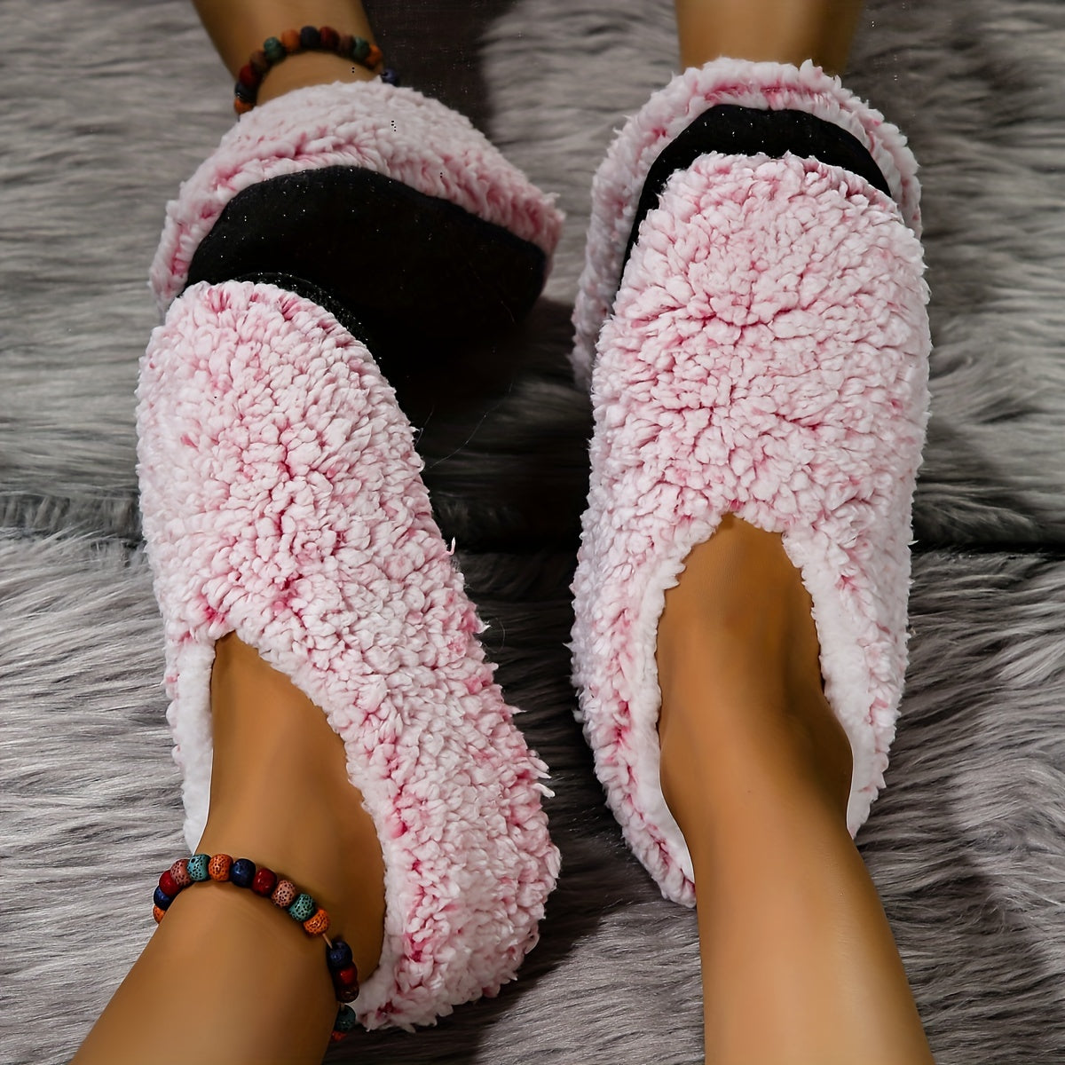 Adult Fleece Slippers Warm Non-slip Indoor Comfortable
