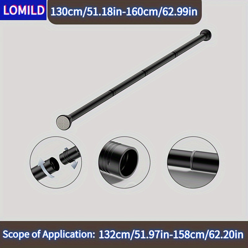 Stainless Steel Black Telescopic Rod for Shower Curtains and Drapes