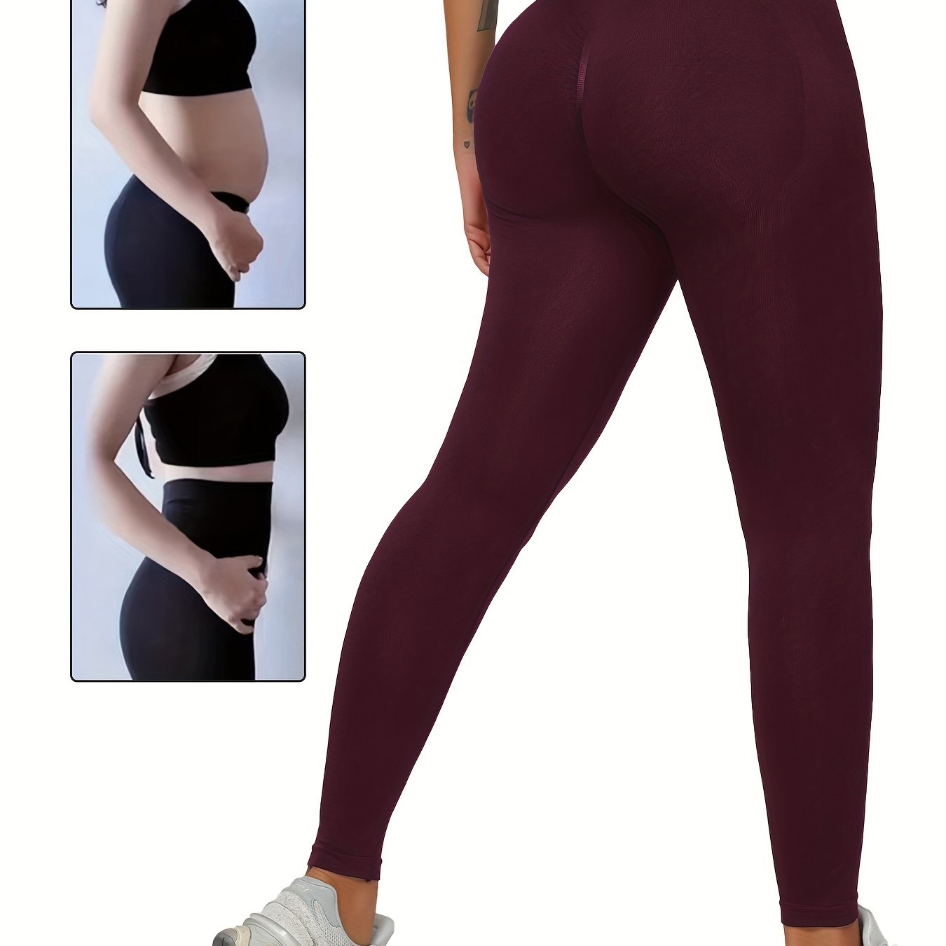 Women's High-Waist Yoga Leggings Tummy Control Butt Lift Solid Nylon Blend All-Season