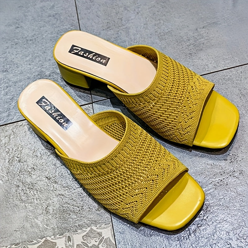 Women's Summer Knit Slip-On Sandals Mid-Heel Wedge Stylish Comfortable
