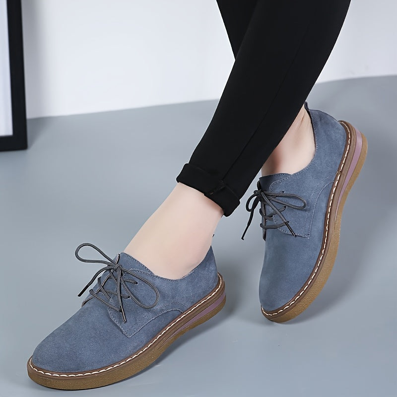 Women's Flat Loafers Lace-Up Solid Color Slip-On for Back to School