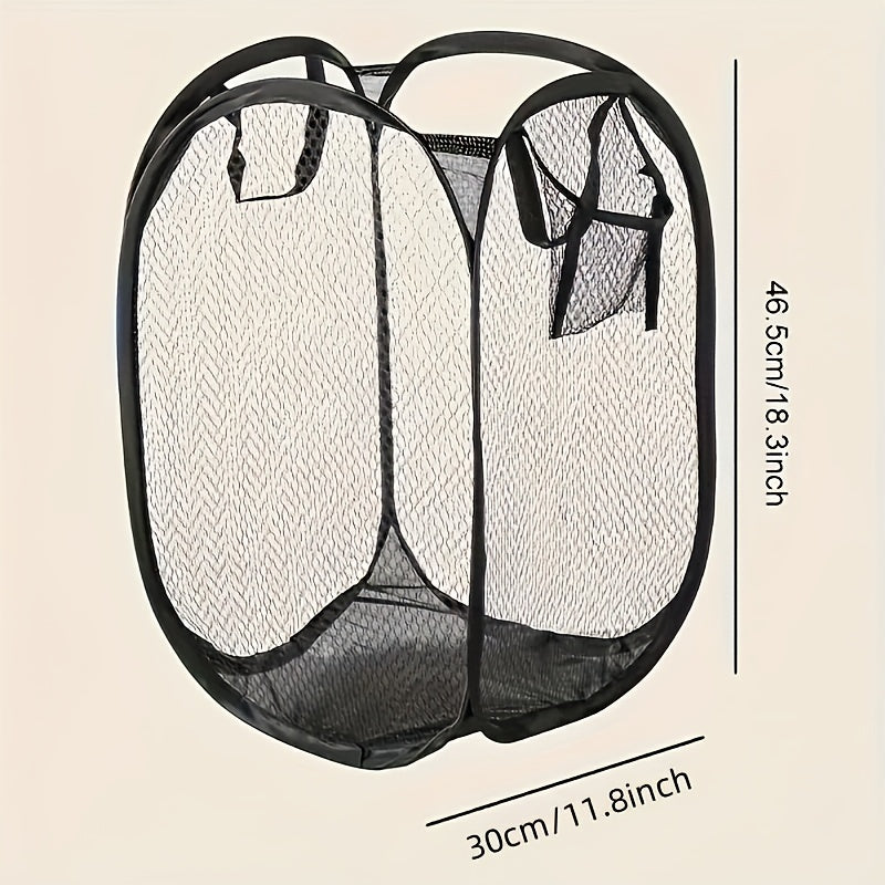 Cesta de lavandería de malla con asas, plegable, de gran capacidad y almacenamiento