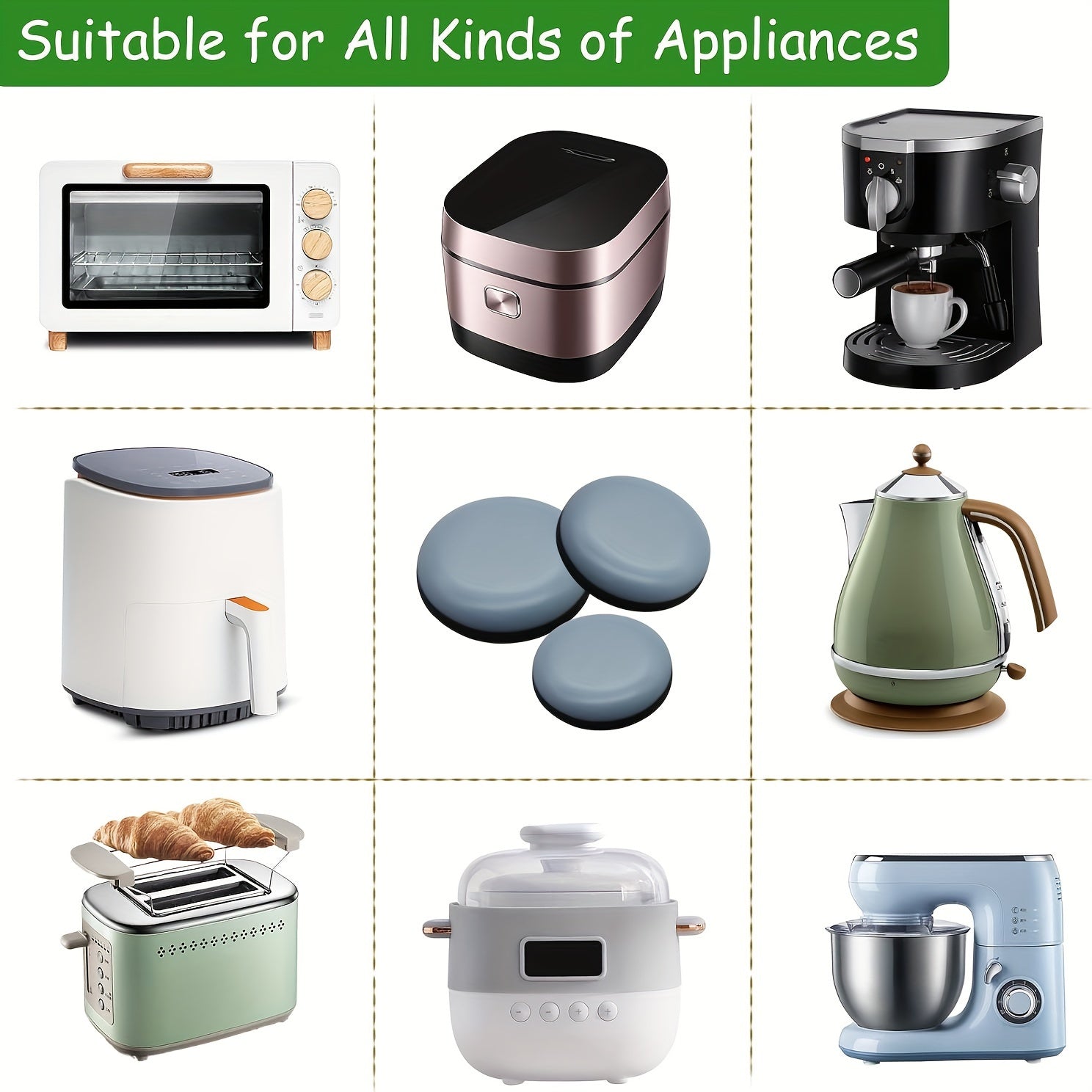 36 piezas de deslizadores autoadhesivos para utensilios de cocina con 3 tamaños para encimeras y electrodomésticos