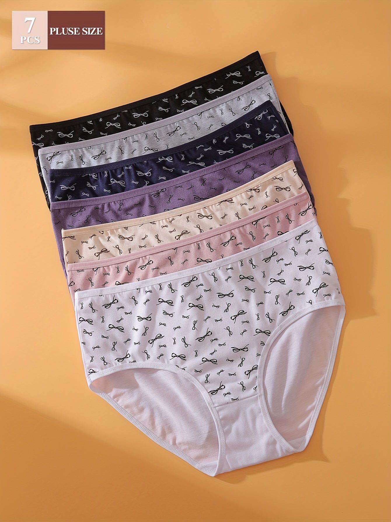 7 шт. женских трусов большого размера из хлопка с цветочным принтом, средней посадки, дышащие, комфортные
