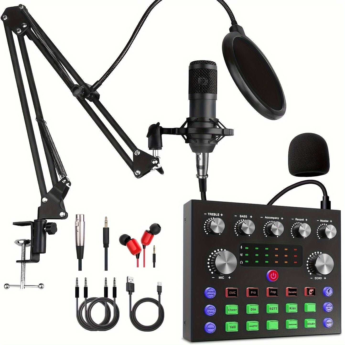 Podcast Studio Kit with Audio Interface, Microphone, Mixer for Recording and Streaming