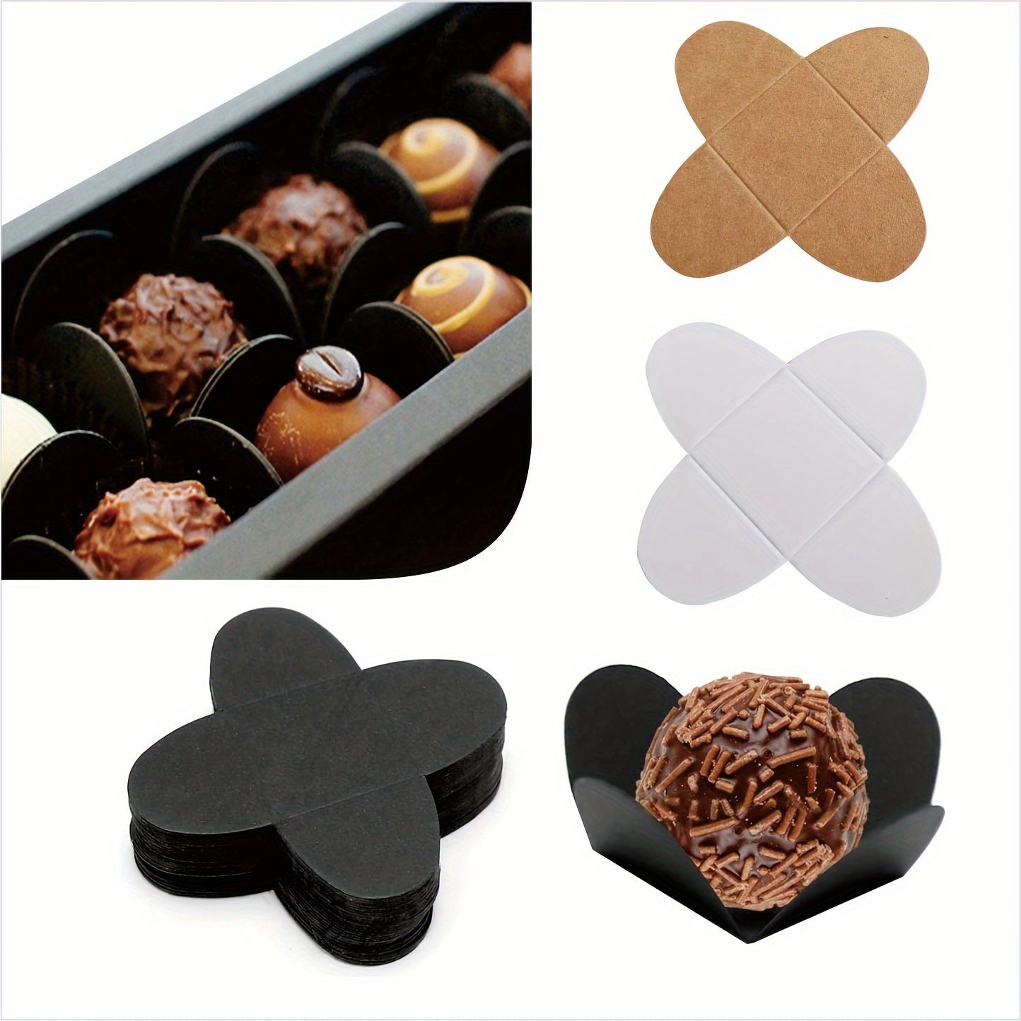 50 Pack Kraft Paper Chocolate Mats for Baking and Candy Packaging
