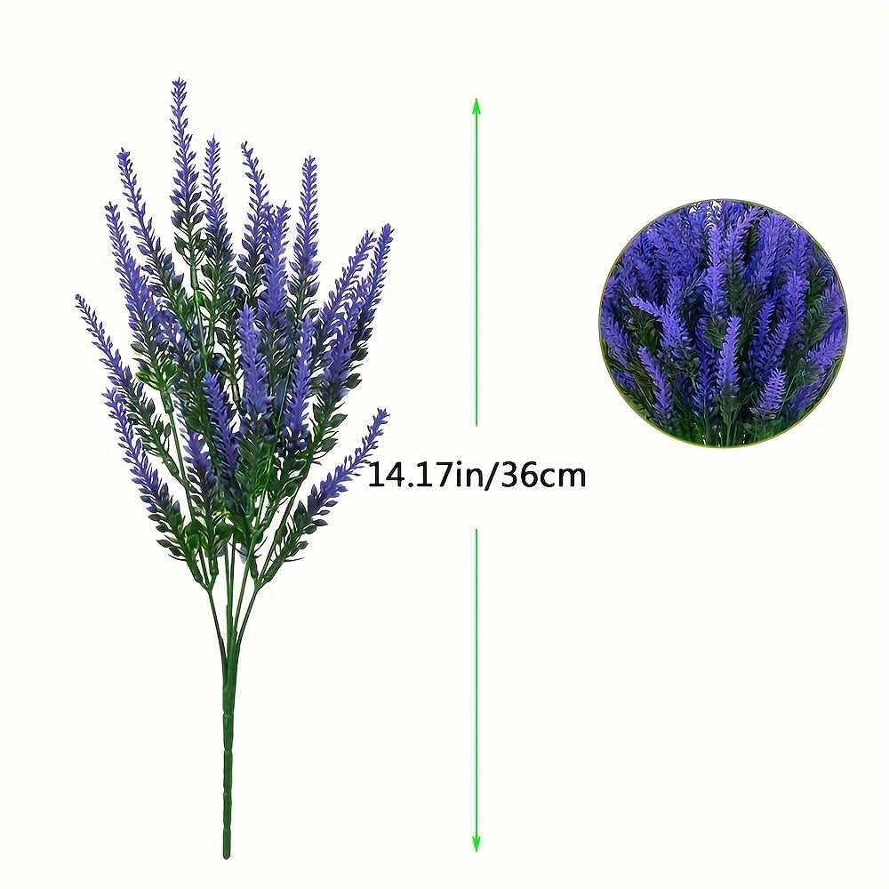 Artificial Lavender Flowers 8 Bundles UV-Resistant Outdoor Decoration