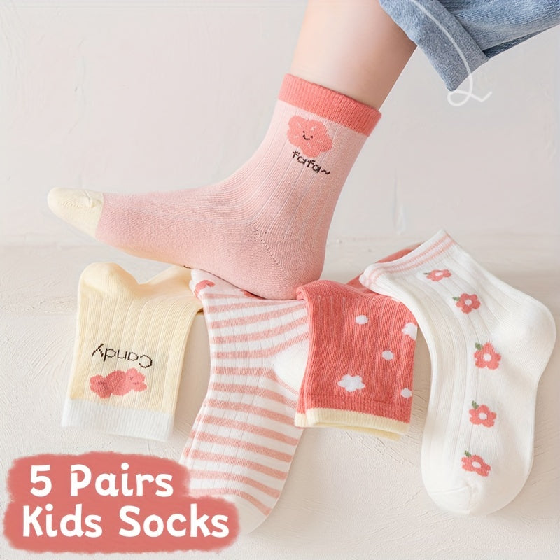 Children's Heart Pattern Socks Knit Cotton Breathable Comfortable for Kids