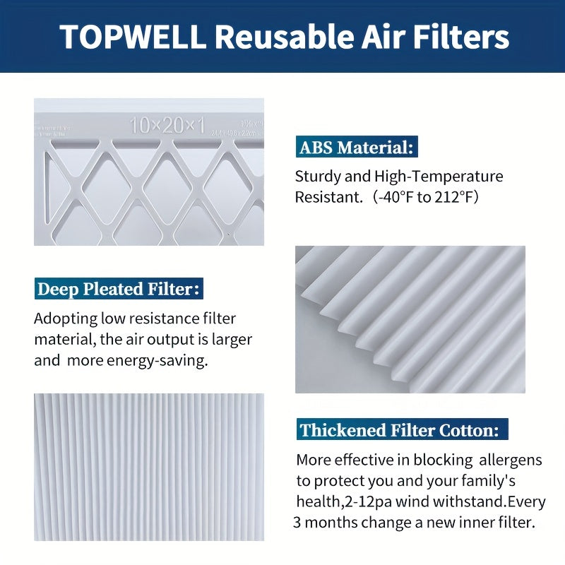 Pack of 9 Reusable Air Filters 10x20x1 MERV 13 HVAC AC Filters