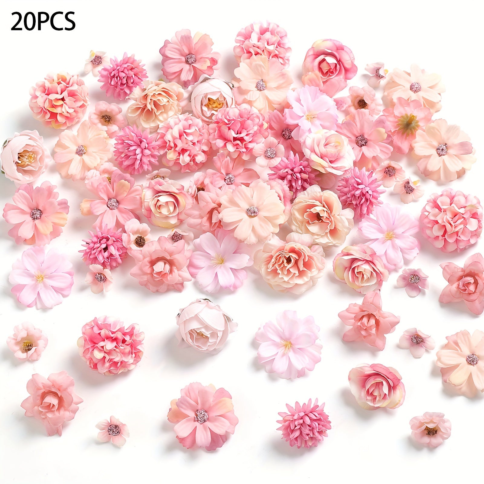 Silk Flower Heads 20 Daisy and Rose for DIY Wedding Party Holiday Decorations