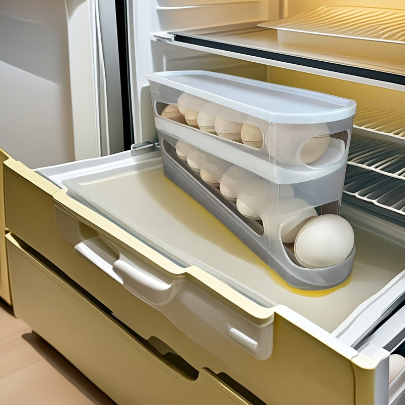 Яйцеварка-органайзер 1 шт. 30 яиц, переворачивающаяся, контейнер для хранения, экономит место на дверце холодильника, пластиковый