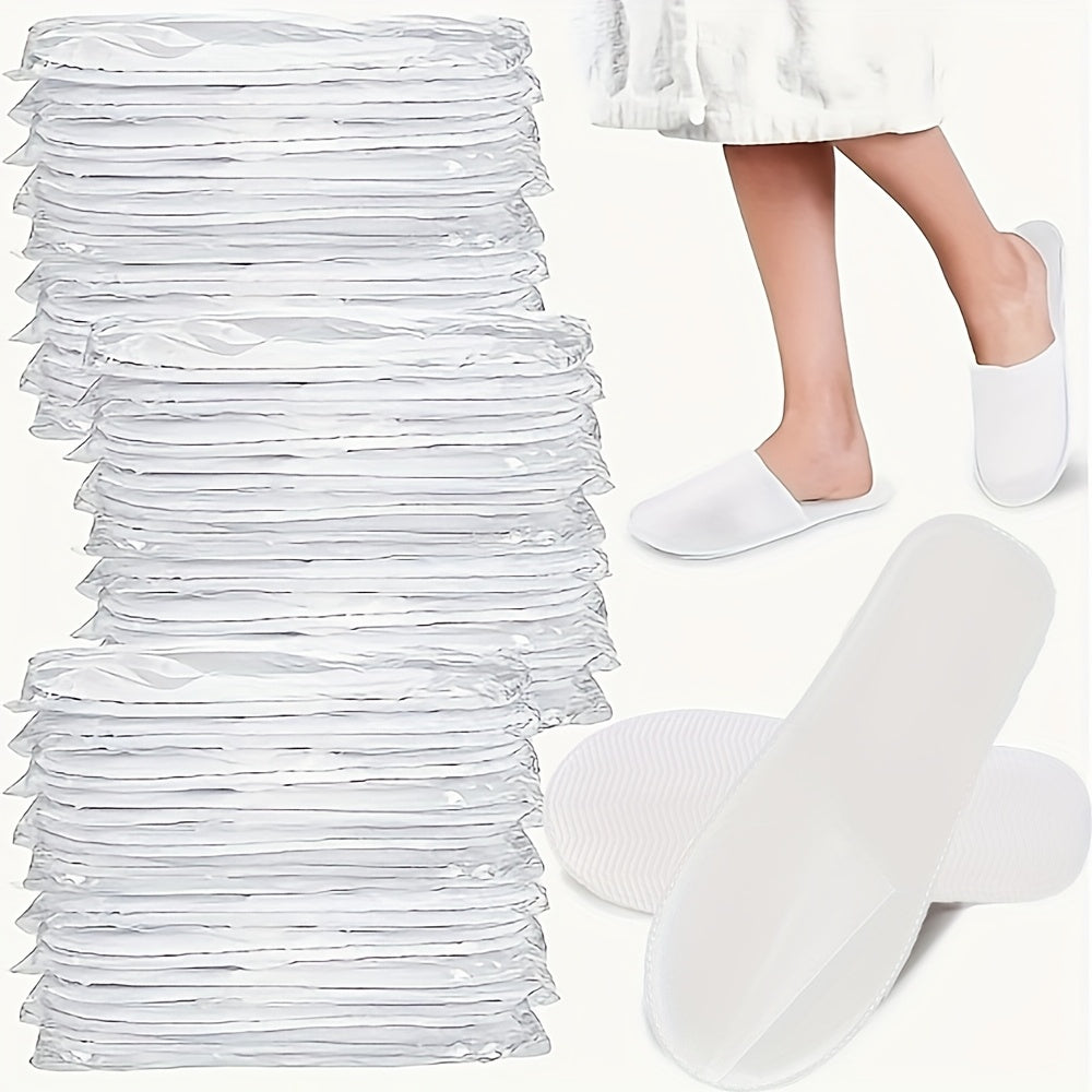 10 Pcs Unisex Disposable Slippers Soft Non-Woven Fabric White Black Sole