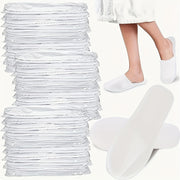 10 Pcs Unisex Disposable Slippers Soft Non-Woven Fabric White Black Sole