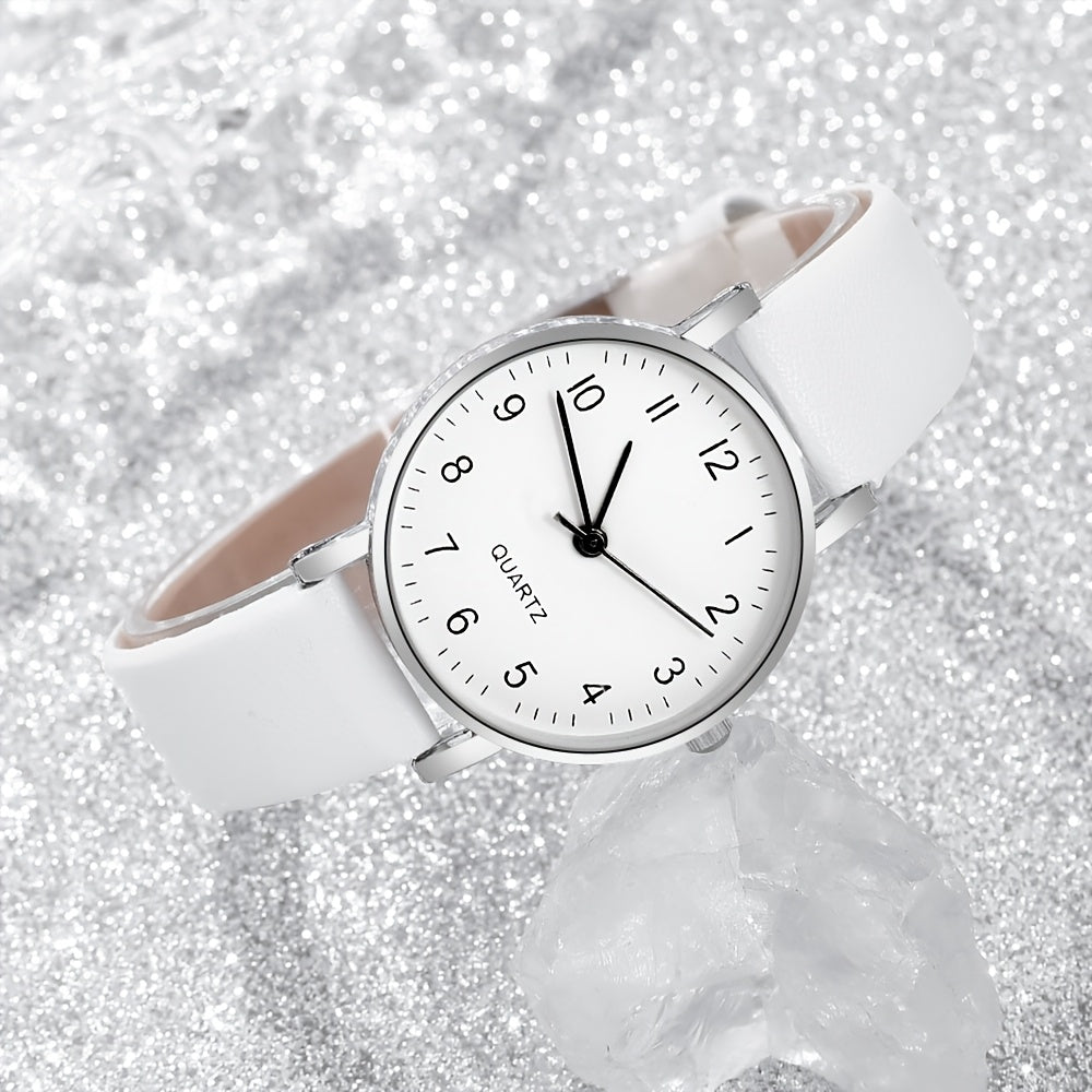 Set of 2 Women's Quartz Watches with PU Leather Straps and Zinc Alloy Dials