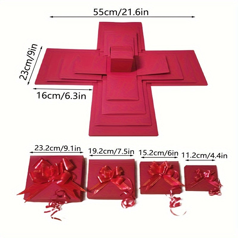 5-Tier Pop-Up Gift Box with Lid for Birthdays Weddings and Events Durable Polyester