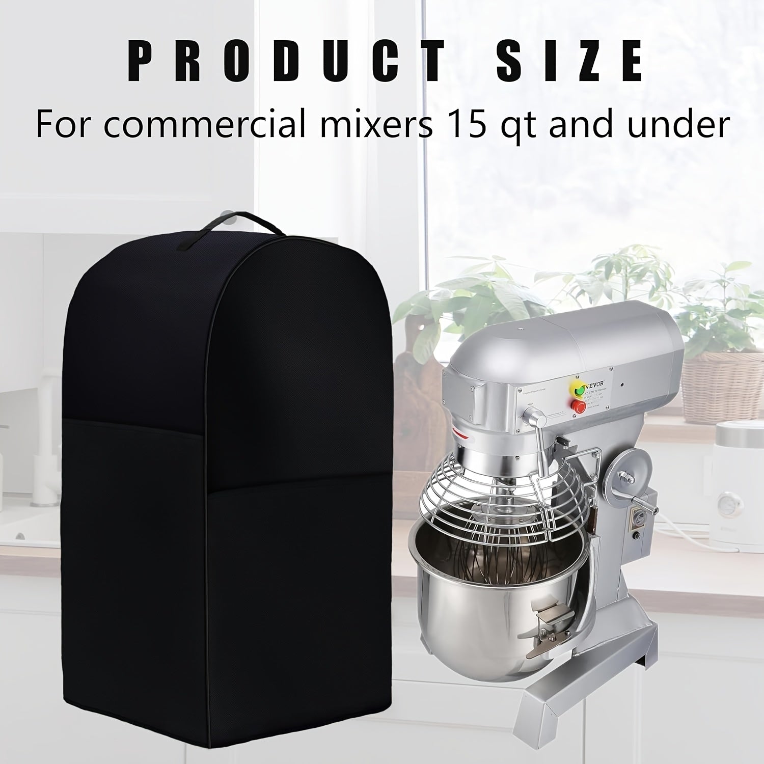 Black Oxford Fabric Waterproof Blender Cover for 15Qt and Smaller with Handles