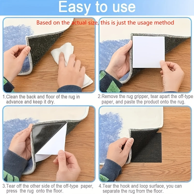 Non-Slip Carpet Gripper for Hardwood Floors and Tiles Washable Reusable Double-Sided Tape for Area Rugs