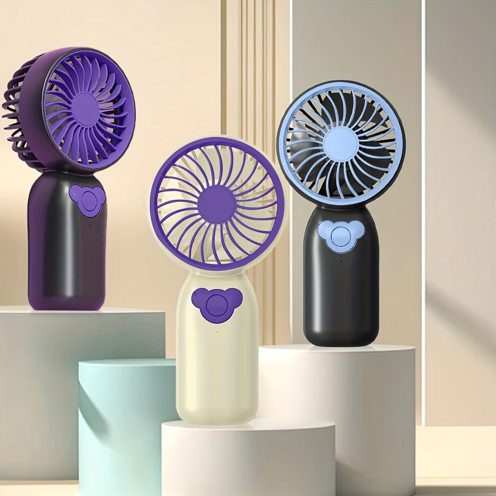 Silent Mini USB Fan Rechargeable Handheld Fan for Office Home Travel in Black Purple Beige
