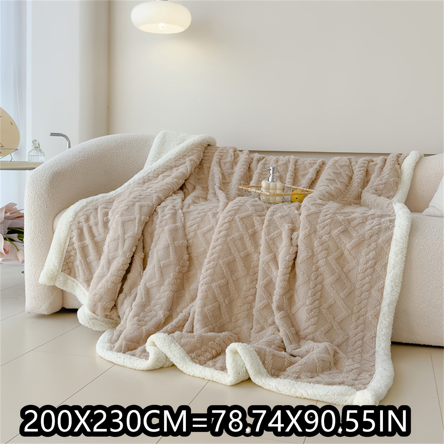 Blue Cable-Knit Fleece Blanket 150x200cm or 200x230cm for Bedroom Living Room Camping