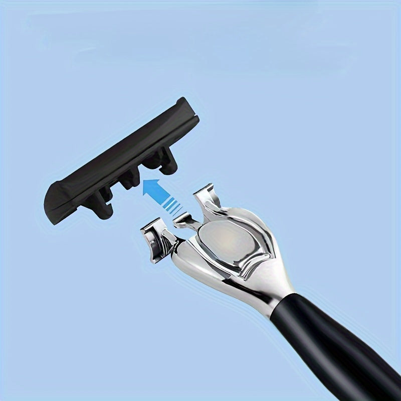 Men's 7-Layer Stainless Steel Razor Set with 12 Cartridges and Handle