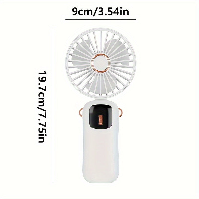 Mini Handheld Fan with LED Display, Rechargeable USB, 1200mAh, 100 Speeds