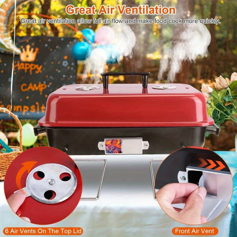 Compact tabletop charcoal grill no electricity required for backyard camping picnics beach outings