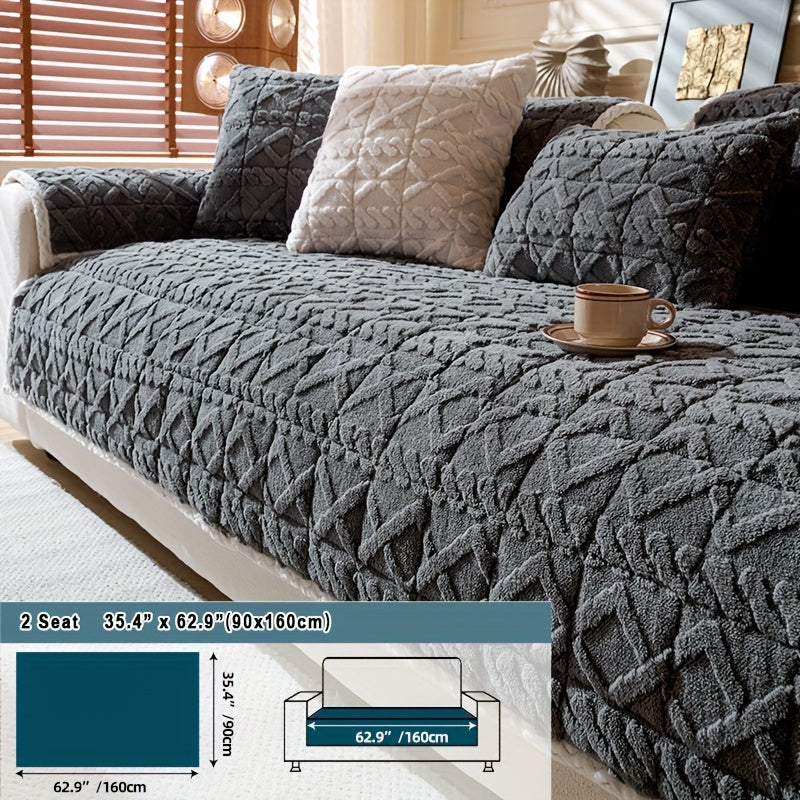 Пушистый чехол для дивана, подходящий для 1-4 человек, устойчивый к пятнам и моющийся в машине