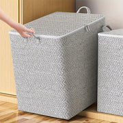 Large Fabric Storage Bags with Lids Handles Herringbone Pattern Multiple Sizes