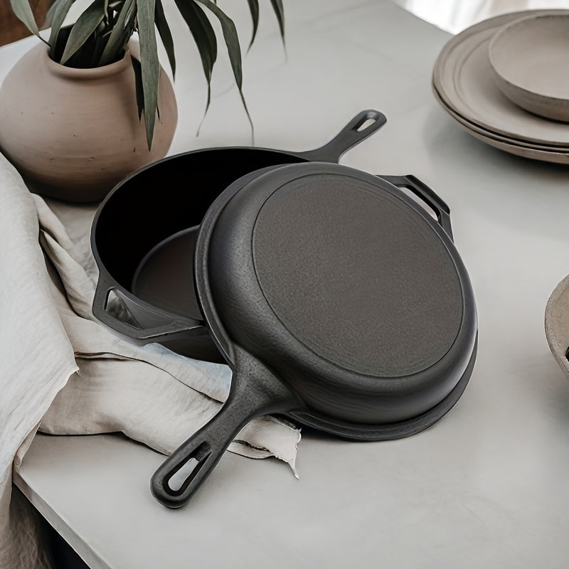 Cast Iron 2-in-1 Pot for Cooking and Camping Durable Outdoor Kitchen Equipment