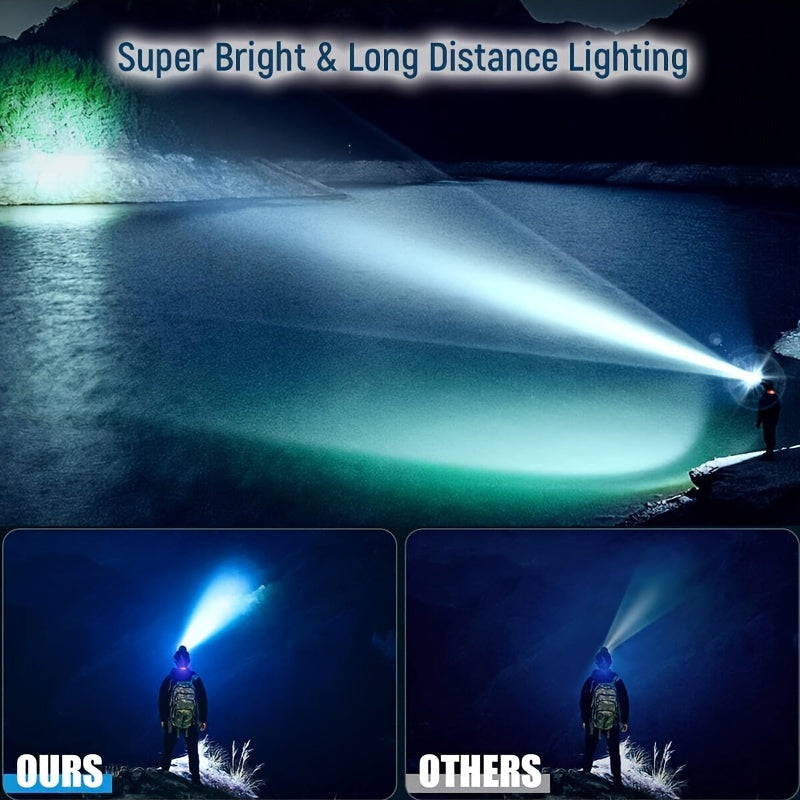 Linterna frontal LED recargable impermeable de largo alcance y luz brillante para actividades al aire libre