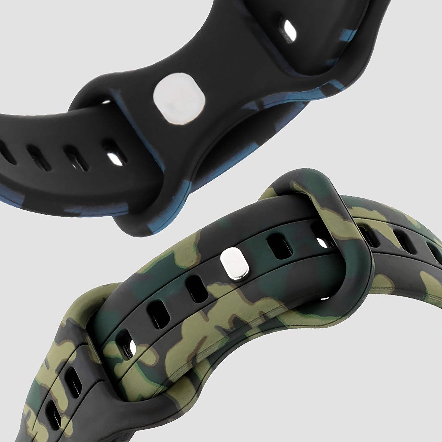 Ko'p rangli kamuflyaj silikondan yasalgan sport tasmasi IWatch Series 9-1 SE uchun, suv o'tkazmaydigan, terga chidamli, qulay, mustahkam, metall sozlash teshigi bilan, kapalak dumiga o'xshash dizayn.