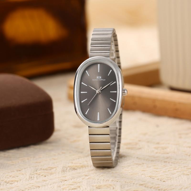 Stylish Forest-Themed Oval Dial Wristwatch for Students with Steel Strap
