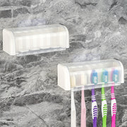 Wall-Mounted Toothbrush and Toothpaste Holder Space-Saving No Punch Installation Bathroom Accessory