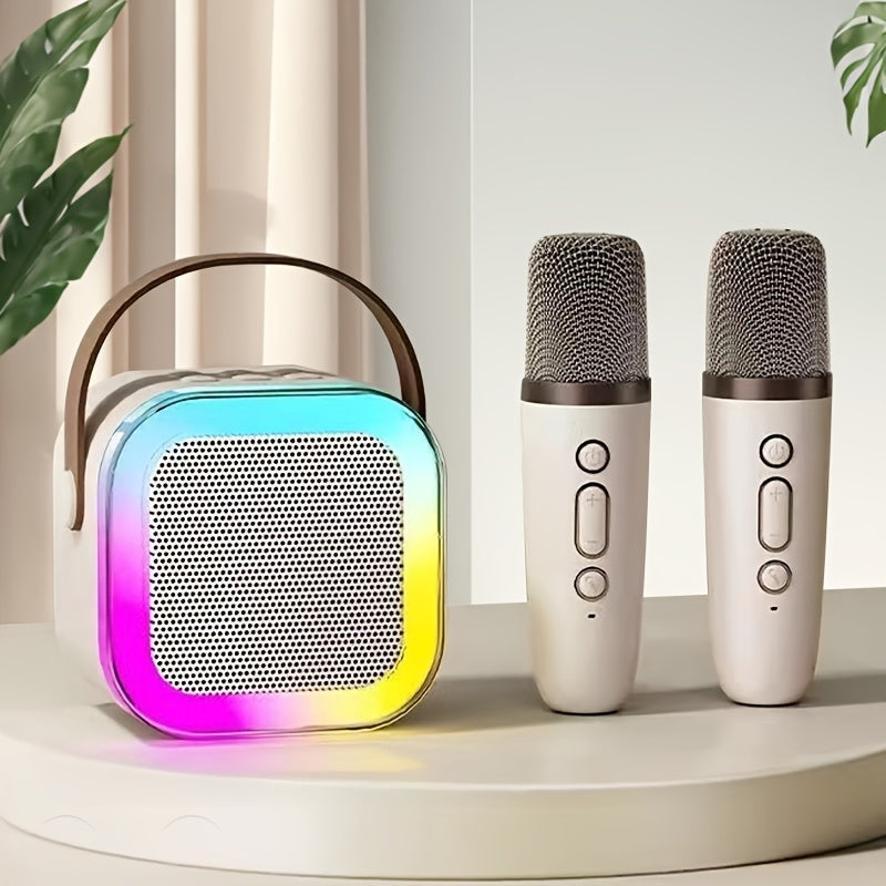 Wireless Mini Karaoke Speaker with RGB Lights Portable Bluetooth Party Machine for Family Gatherings