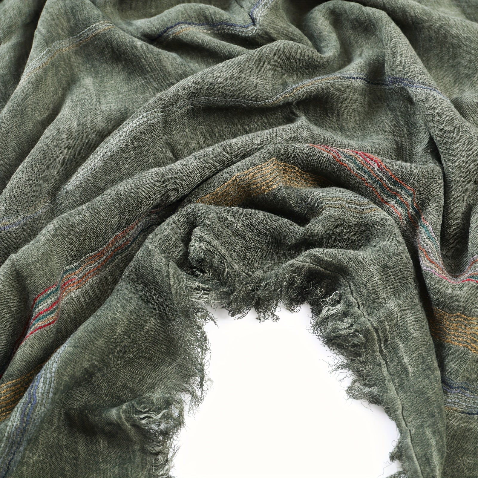 Lightweight Rayon-Linen Men's Scarf with Stripes for Fall and Winter