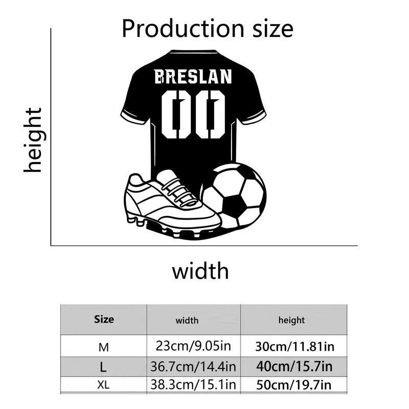 Señal de silueta de fútbol en metal negro personalizada para jardín y decoración exterior en casa