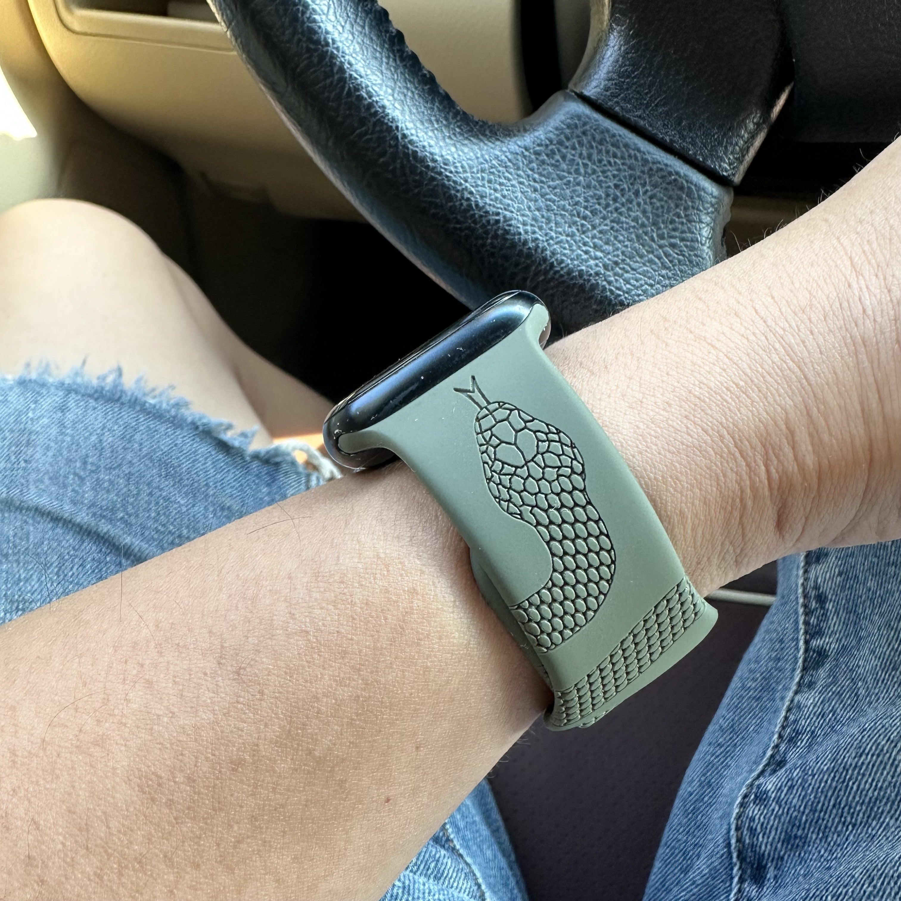 Engraved Snake Silicone Watch Band for Apple Watch All Series Durable Comfortable Strap