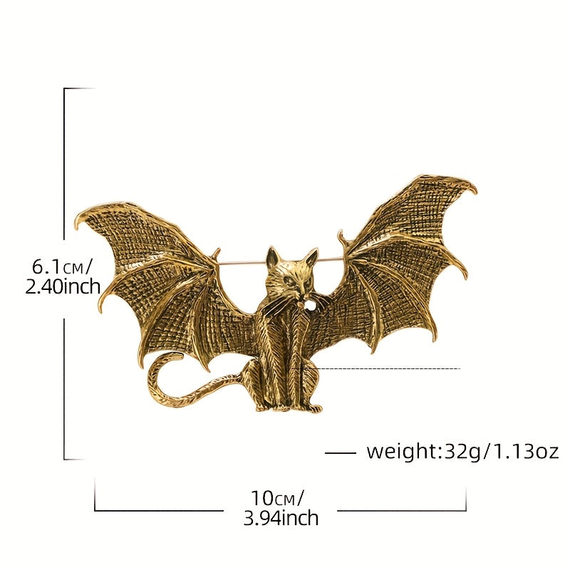 Enamel Pin Brooch Retro Gothic Bat Cat Design for Women Stylish Backpack Accessory