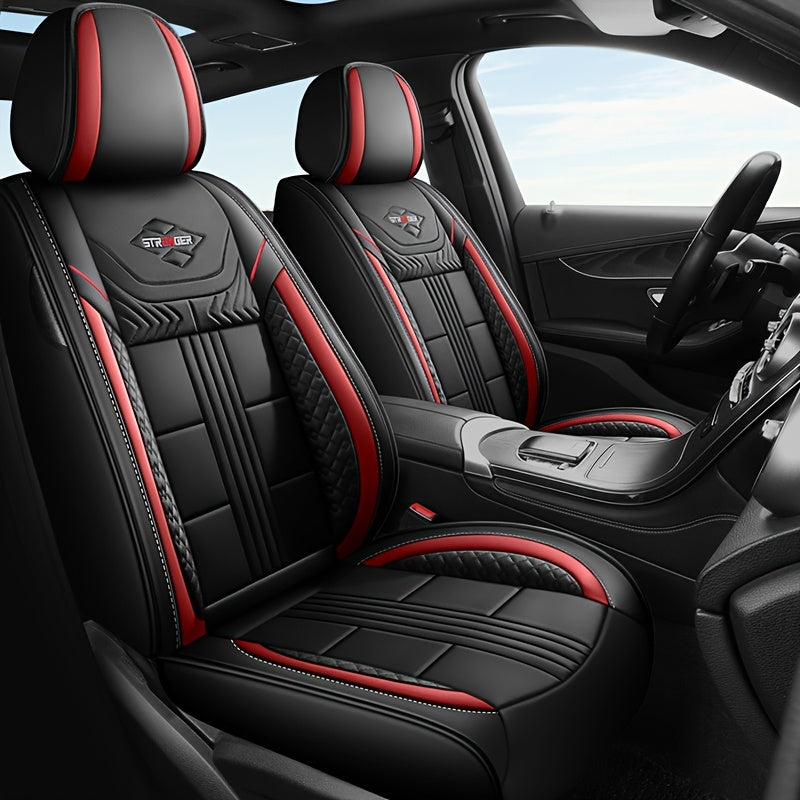 Car Seat Cover Universal Full Coverage PU Leather for 5 Seats All-Season