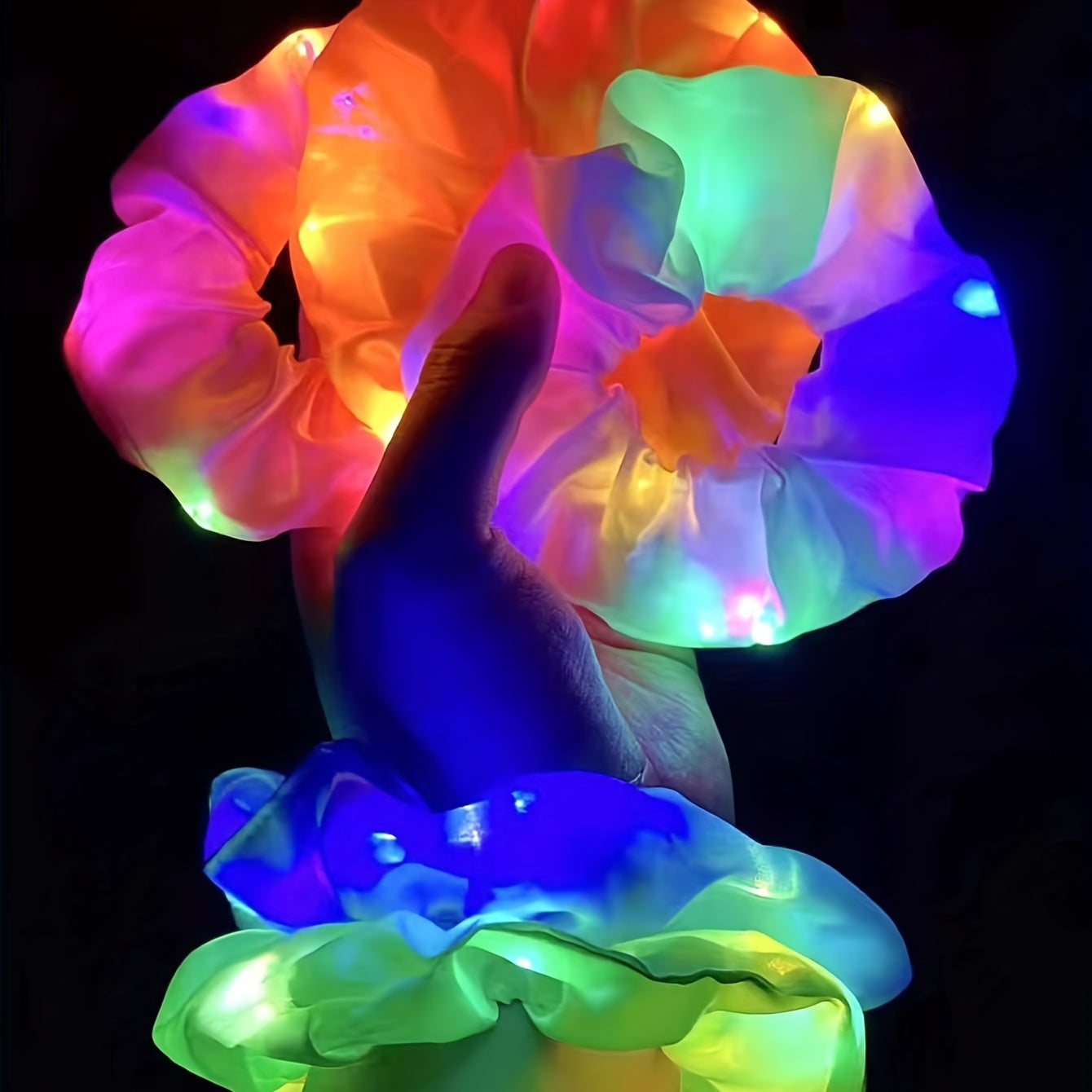 Set of 6 Neon LED Hair Scrunchies in Various Colors Light Up Hair Ties for Women at Parties and Festivals