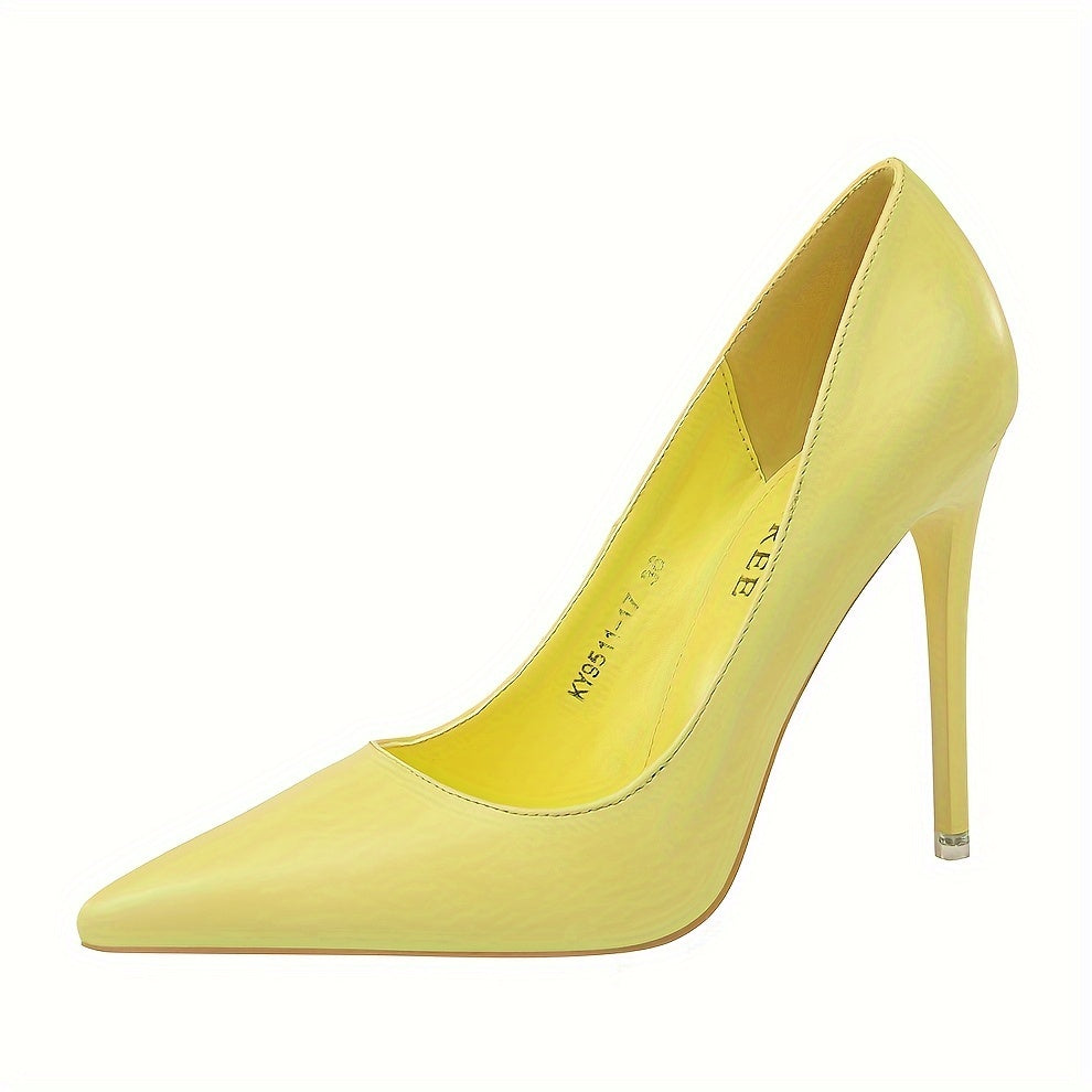 Women's Solid Color Pointed Toe Stiletto Heels with Slip-On Design for Parties