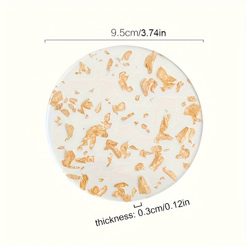 Luxury Gold Foil Acrylic Coaster Set Heat-Resistant Round Table Protector for Home Decor