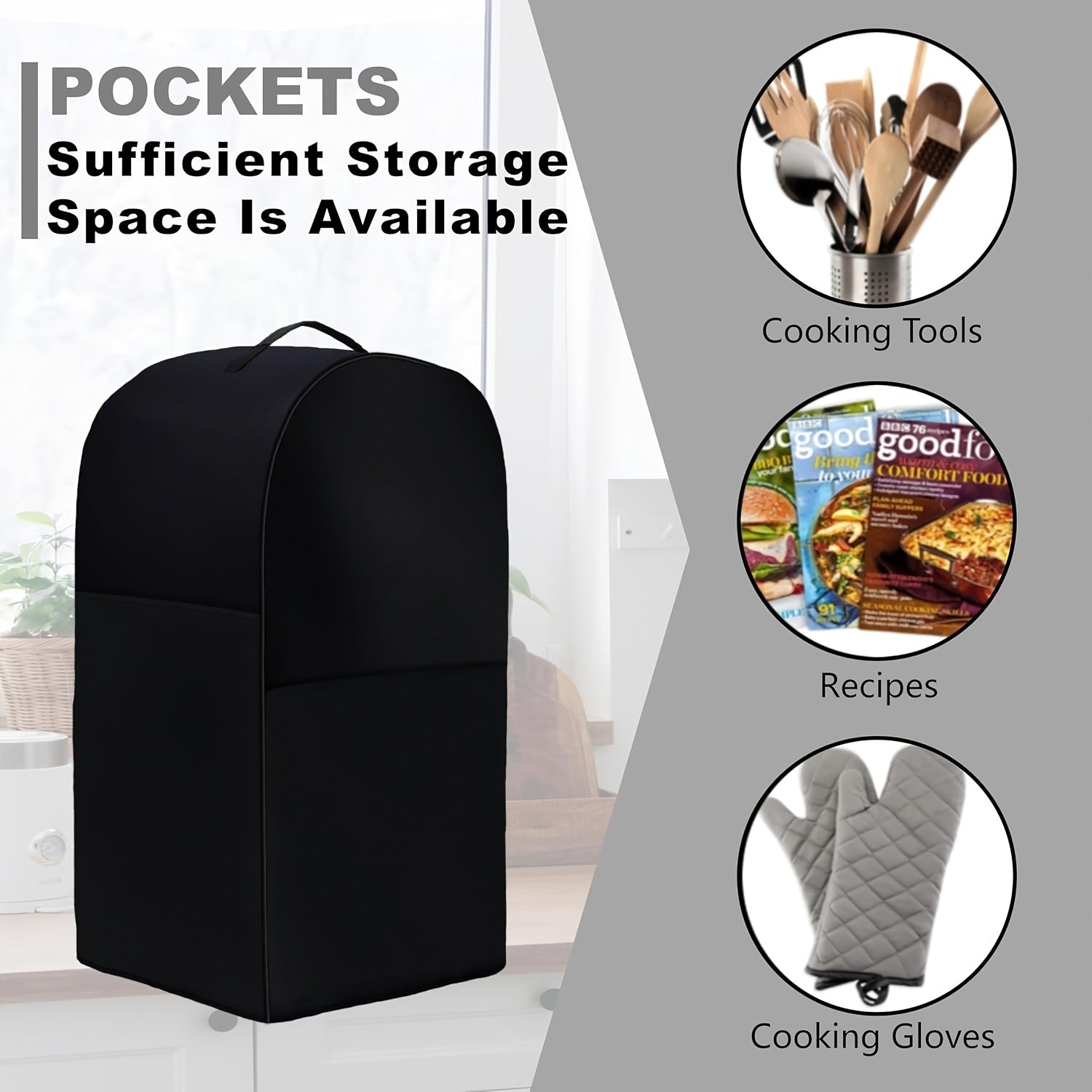 Black Oxford Fabric Waterproof Blender Cover for 15Qt and Smaller with Handles