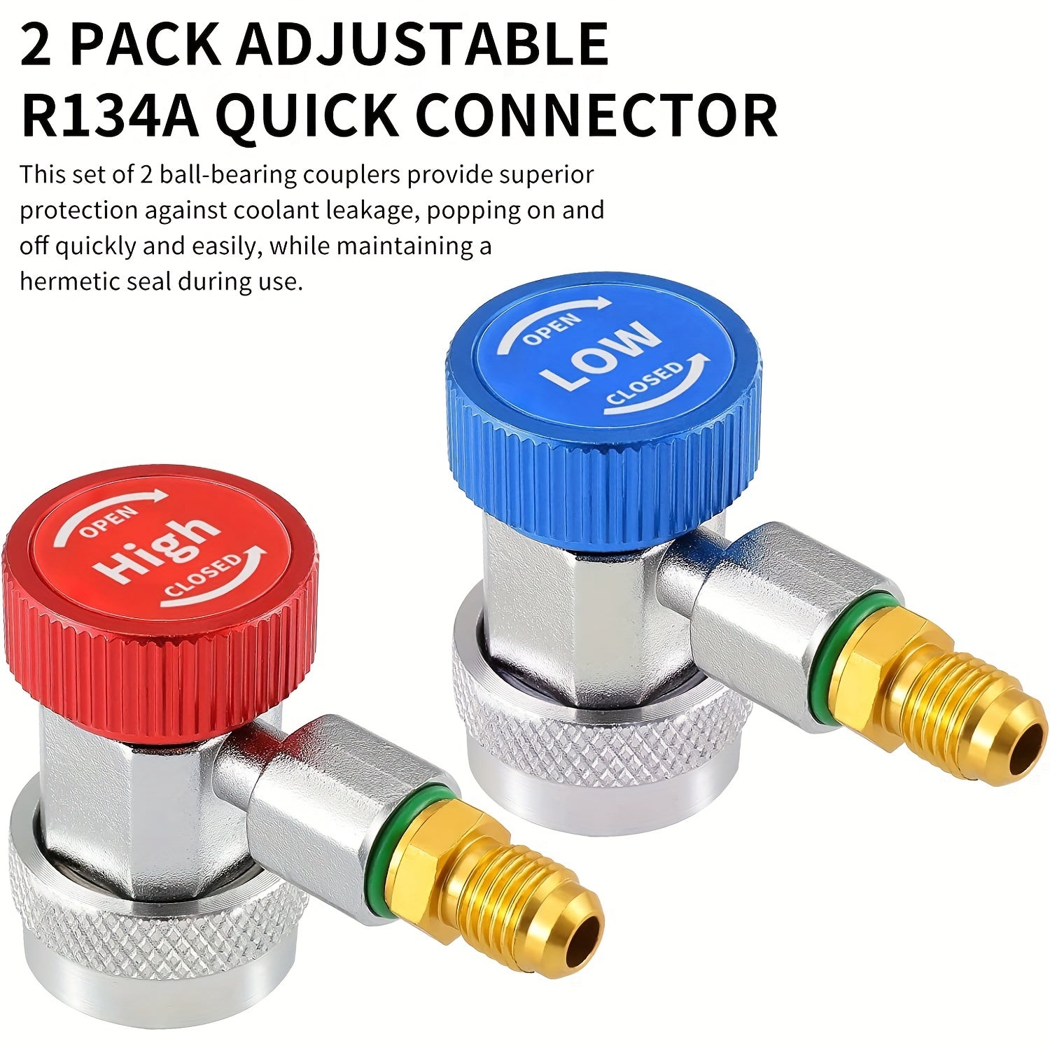 Set of 1 R134a Quick Coupler Adapters for Car AC System Recharging and Maintenance