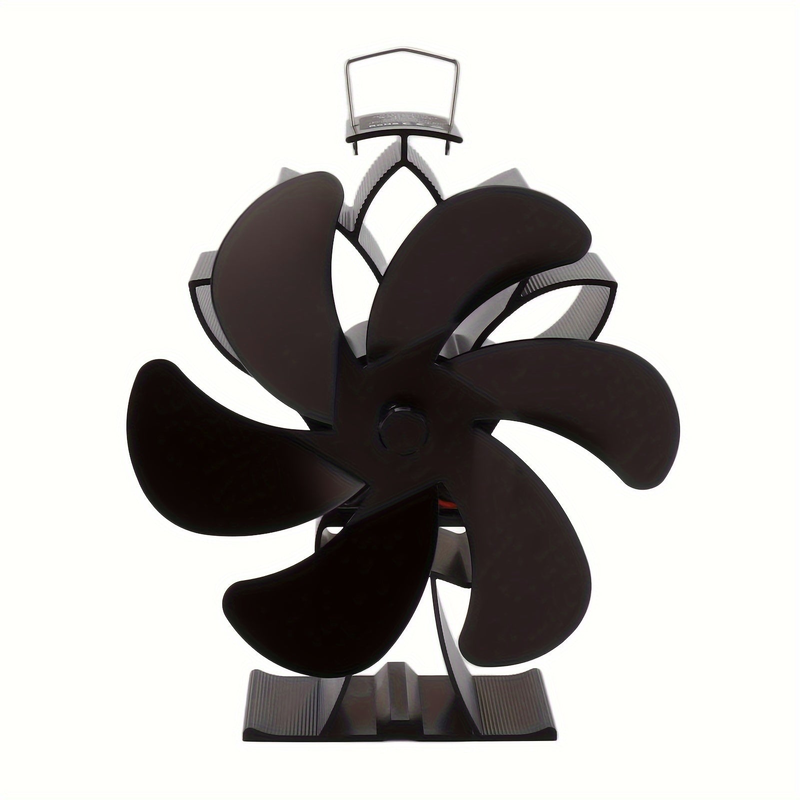 Issiqlik bilan ishlaydigan pechka ventilyatori, 6 ta alyuminiy pichog'i bilan, past shovqin uchun, uy log'li pechka uchun mos, qora rang, uy jihozi