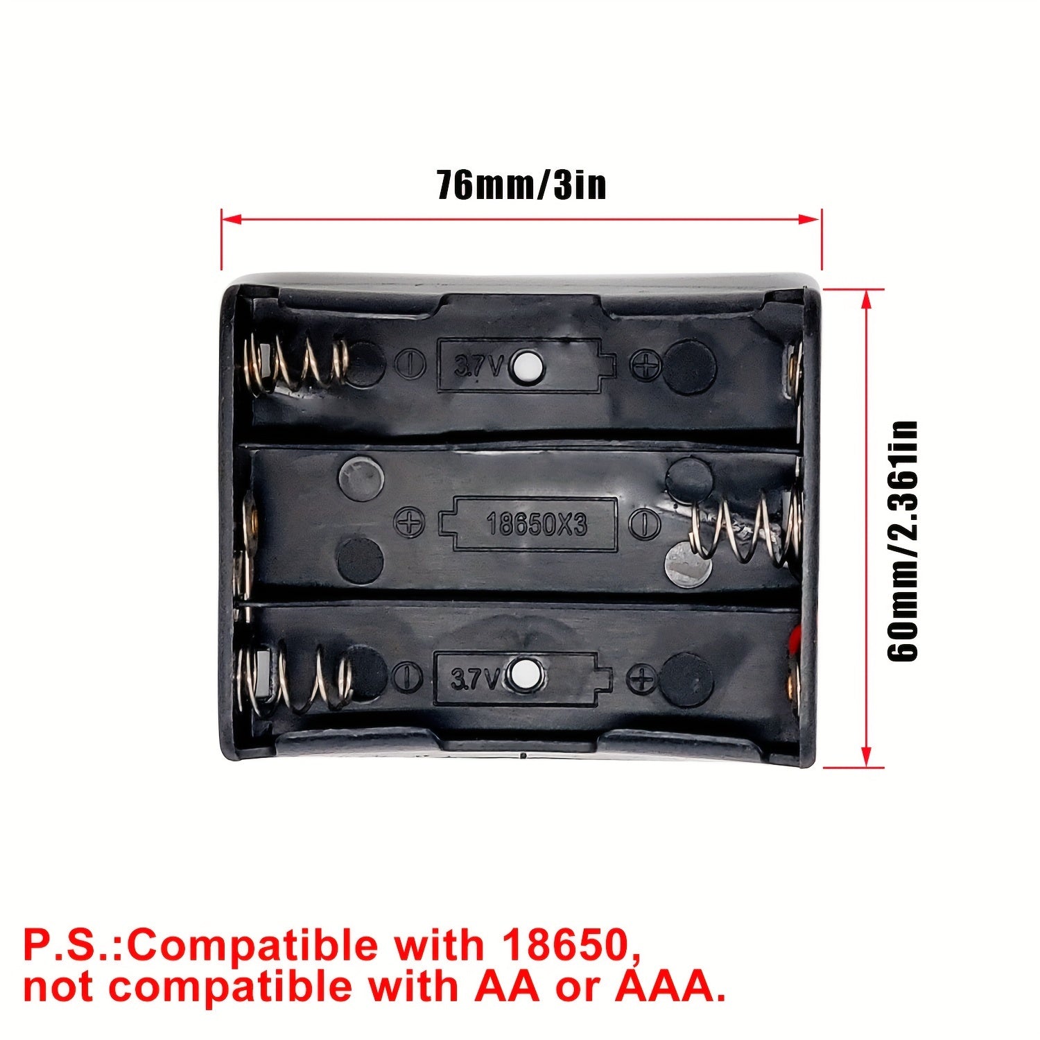 Lithium Battery Storage Box for 18650 Cells Battery Holder with Leads