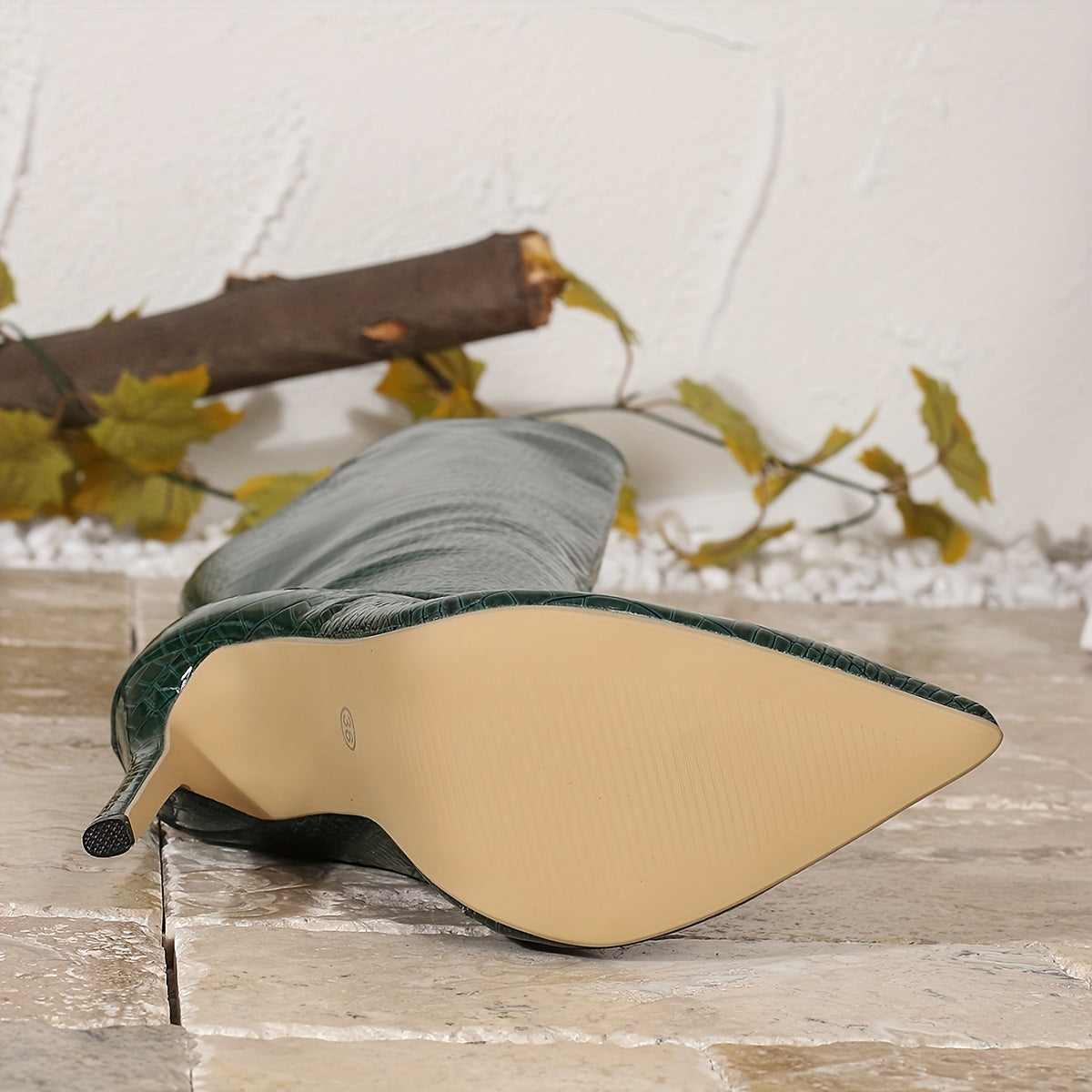 Женские сапоги с узором из крокодиловой кожи по колено, всесезонные, на молнии, на шпильке