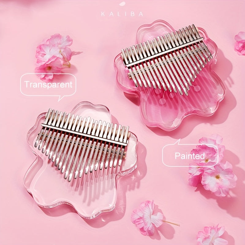 Cherry Blossom Crystal Kalimba 17 or 21 Keys Acrylic Body with Case Included